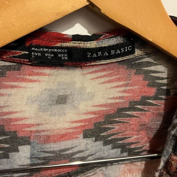 Zara Basic Aztec style Button Down long sleeve womens size Small Multicolor - Picture 7 of 12